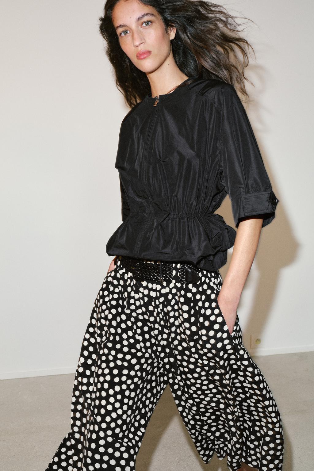 БРЮКИ-КЮЛОТЫ В ГОРОШЕК С ПОЯСОМ