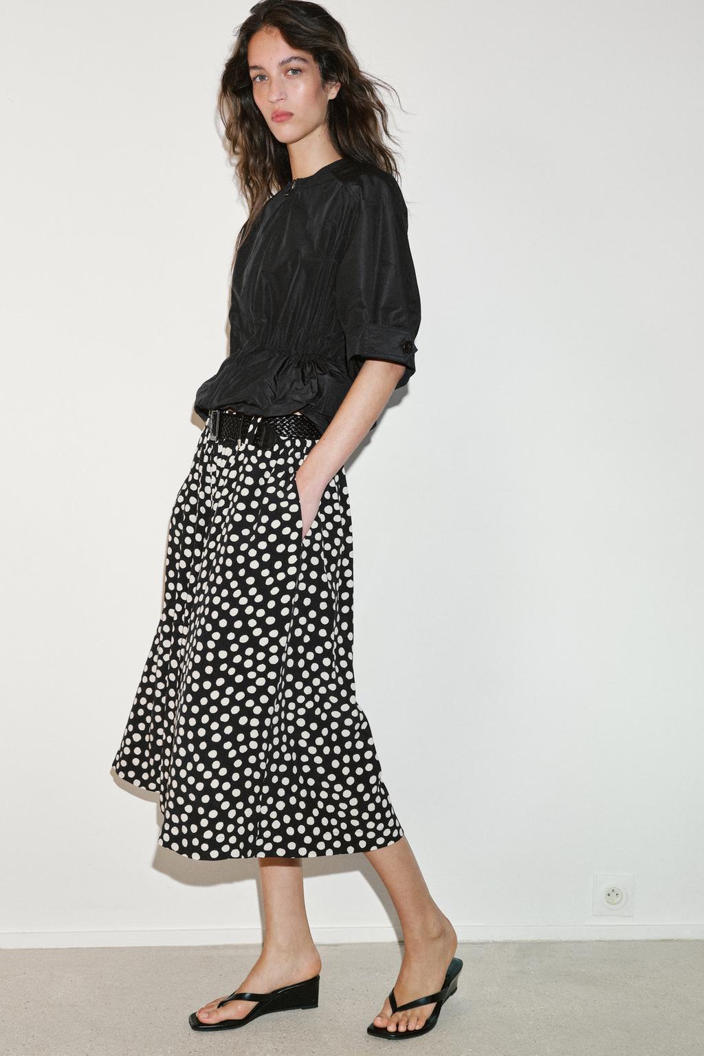 БРЮКИ-КЮЛОТЫ В ГОРОШЕК С ПОЯСОМ