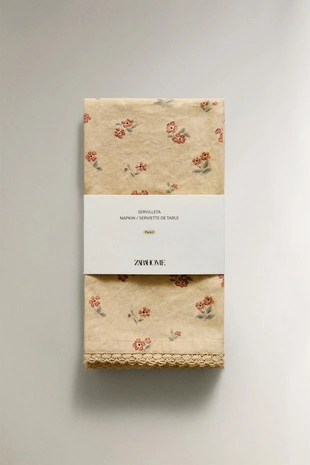 Набор салфеток с принтом полевых цветов и кружевной отделкой (набор из 2)- Заказать в России