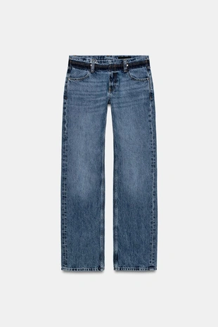 Джинсы прямого кроя с низкой посадкой — коллекция Zara «Zw»- Заказать в России