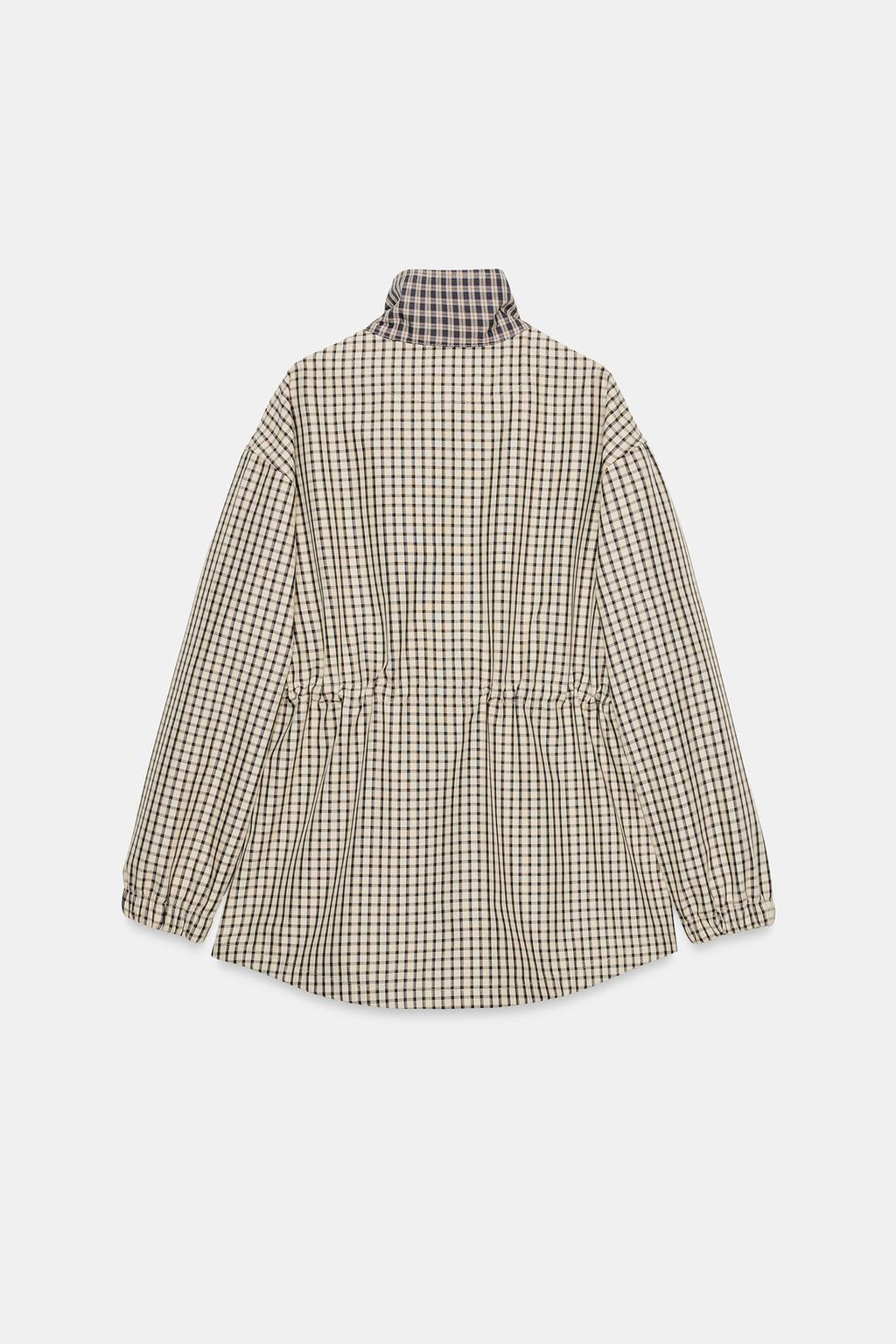 КУРТКА В КЛЕТКУ С ВЫСОКИМ ВОРОТНИКОМ