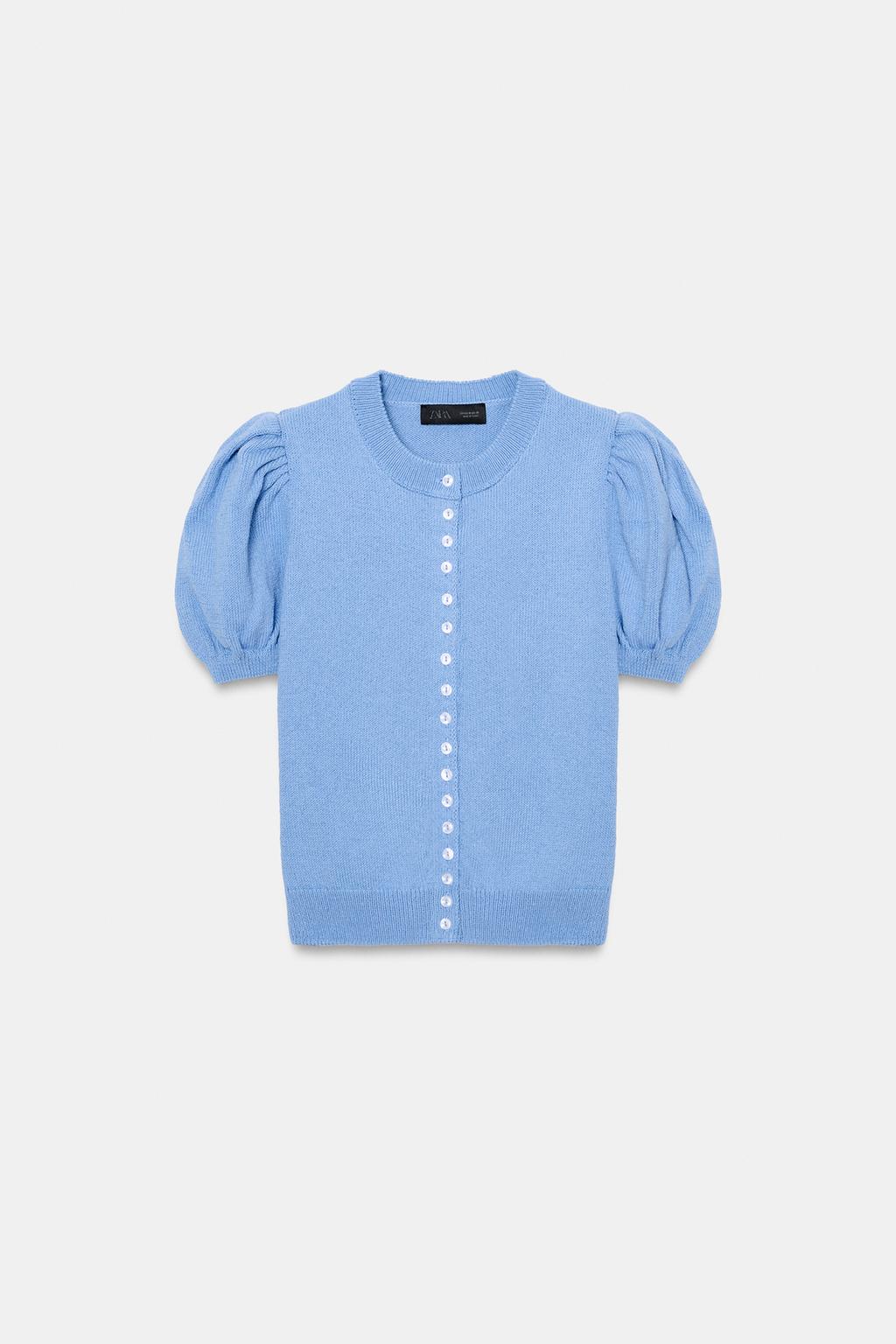 КАРДИГАН С КОРОТКИМИ ОБЪЕМНЫМИ РУКАВАМИ