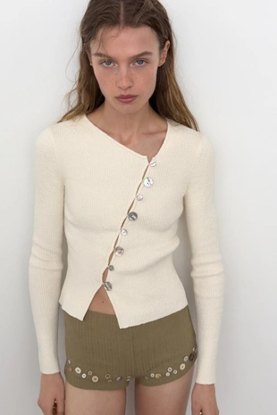 Кардиган с асимметричной застежкой- Заказать в России