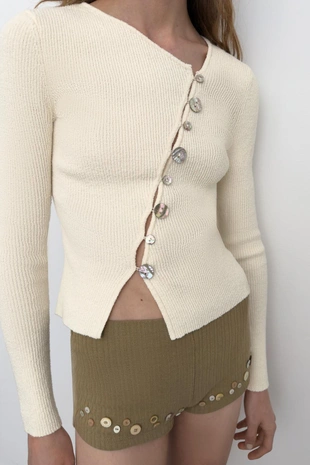 Кардиган с асимметричной застежкой- Заказать в России