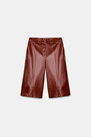 Длинные шорты из искусственной кожи- Заказать в России