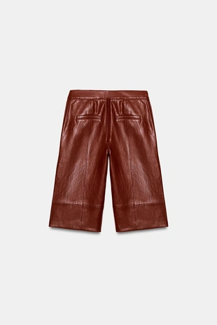 Длинные шорты из искусственной кожи- Заказать в России