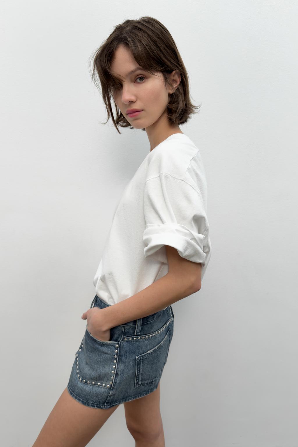 ДЖИНСОВЫЕ ШОРТЫ TRF С ЗАКЛЕПКАМИ