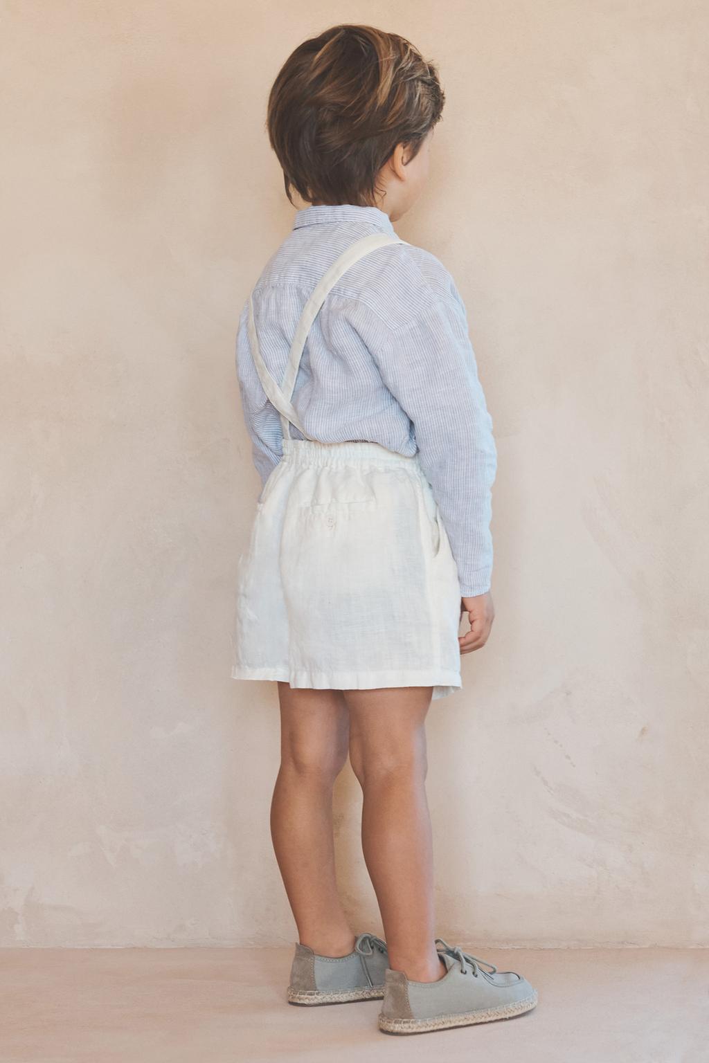 Бермуды из льна для детей 2-5 лет с съемными подтяжками Лимитированная коллекция