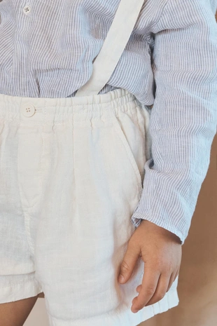 Бермуды из льна для детей 2-5 лет с съемными подтяжками Лимитированная коллекция- Заказать в России