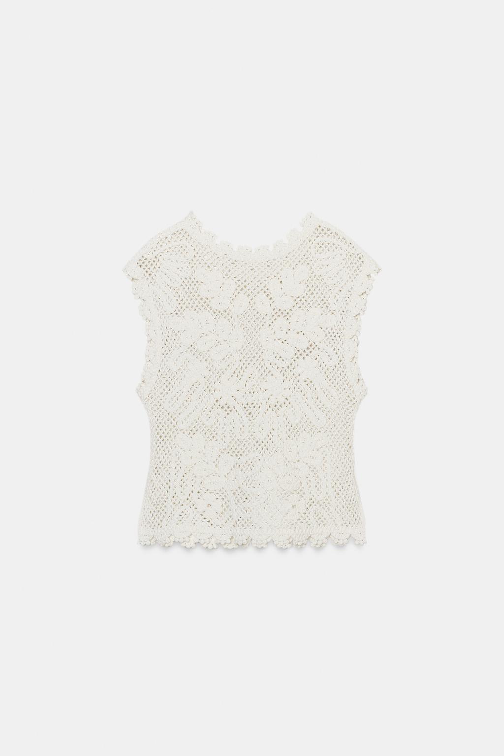 ТОП ИЗ КРУЖЕВА КРОШЕ БЕЗ РУКАВОВ