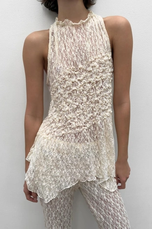 Кружевной топ с драпировкой- Заказать в России