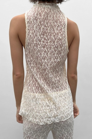 Кружевной топ с драпировкой- Заказать в России