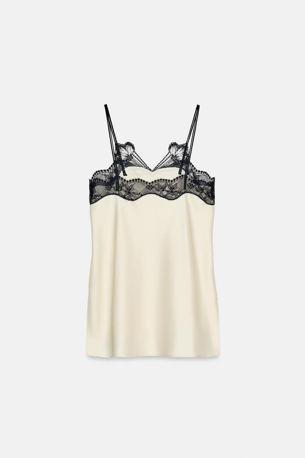 ТОП С КОНТРАСТНЫМ КРУЖЕВОМ — коллекция Zara «ZW»