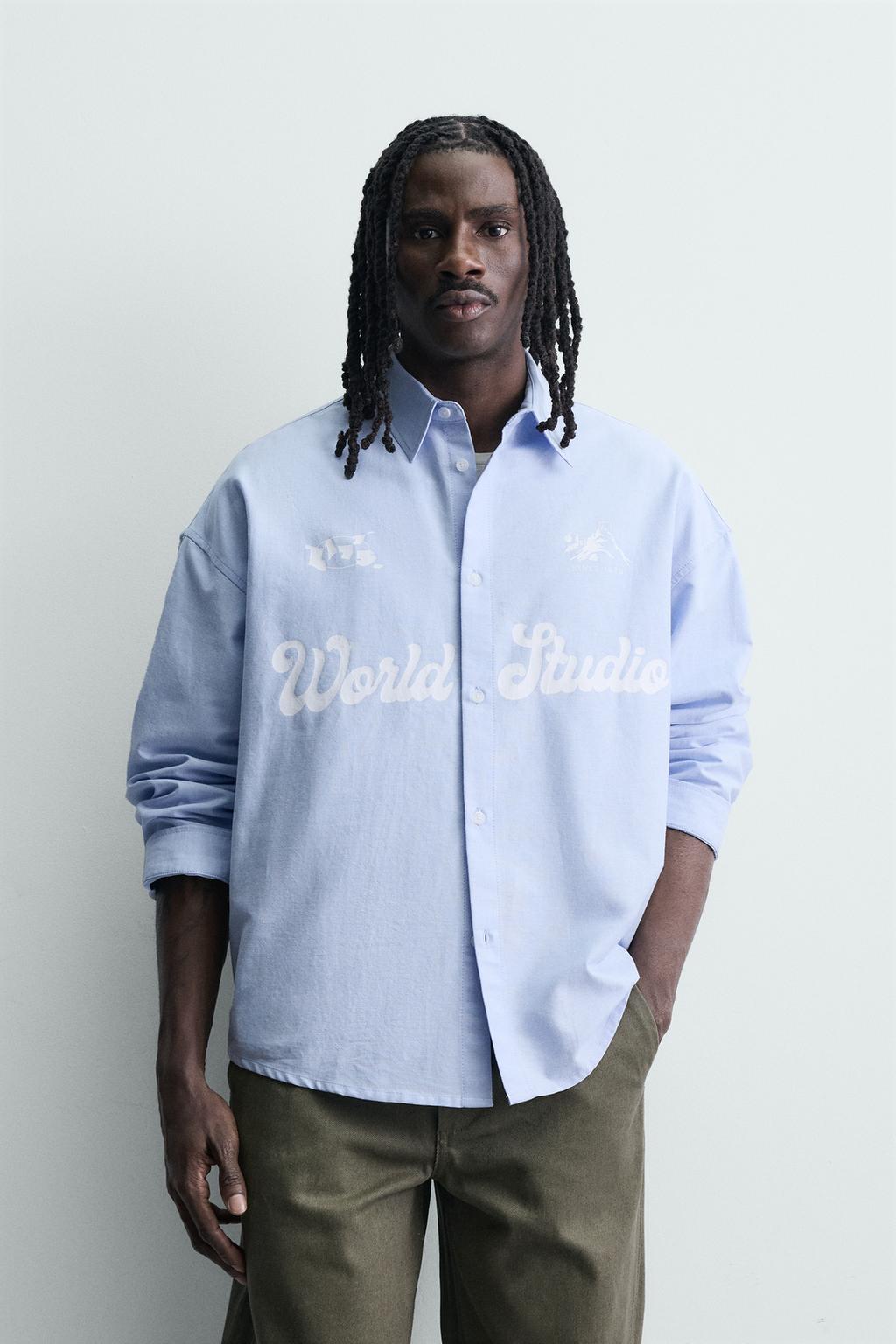 РУБАШКА ОВЕРСАЙЗ ОКСФОРД С ПРИНТОМ