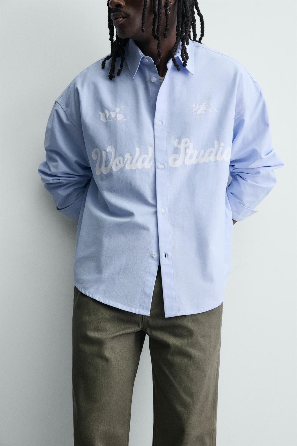 РУБАШКА ОВЕРСАЙЗ ОКСФОРД С ПРИНТОМ