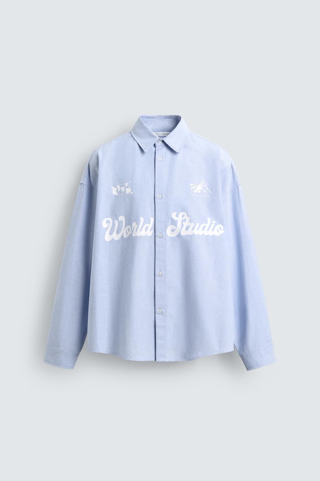 РУБАШКА ОВЕРСАЙЗ ОКСФОРД С ПРИНТОМ