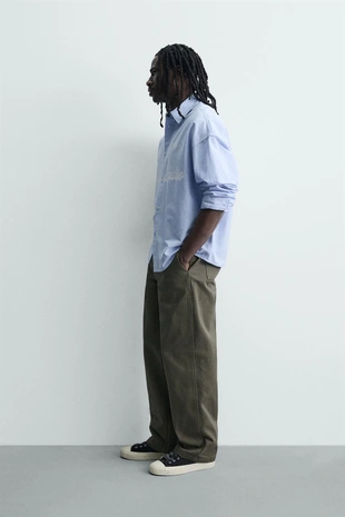 Рубашка оверсайз оксфорд с принтом- Заказать в России