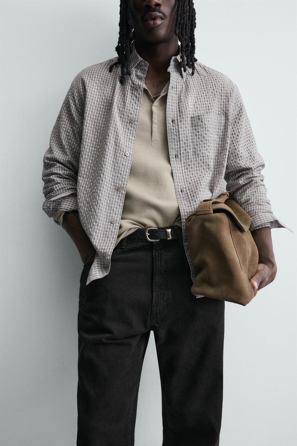 РУБАШКА В КЛЕТКУ С ТЕКСТУРОЙ