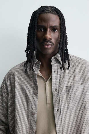 Рубашка в клетку с текстурой- Заказать в России