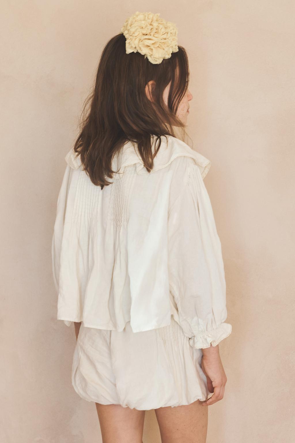 Блуза из льна и хлопка с кружевными складками ограниченной серии (6-10 лет)