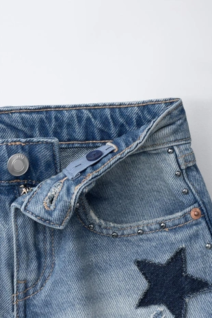 Джинсовые шорты со звездами- Заказать в России