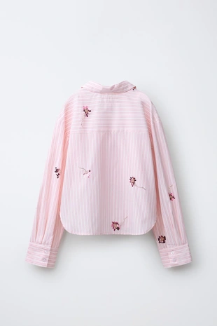 Рубашка и топ в полоску с цветами и пайетками- Заказать в России