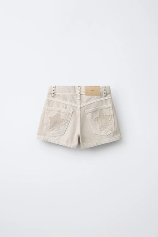 Джинсовые шорты с заклепками и звездами- Заказать в России