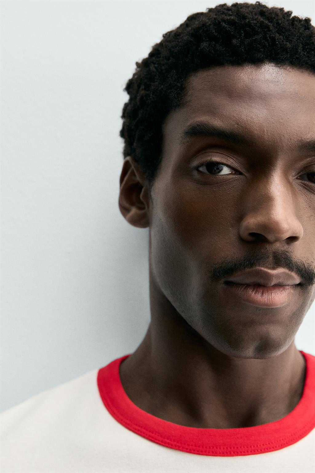 ФУТБОЛКА В РУБЧИК С КОНТРАСТНОЙ ОТДЕЛКОЙ БАЗОВАЯ