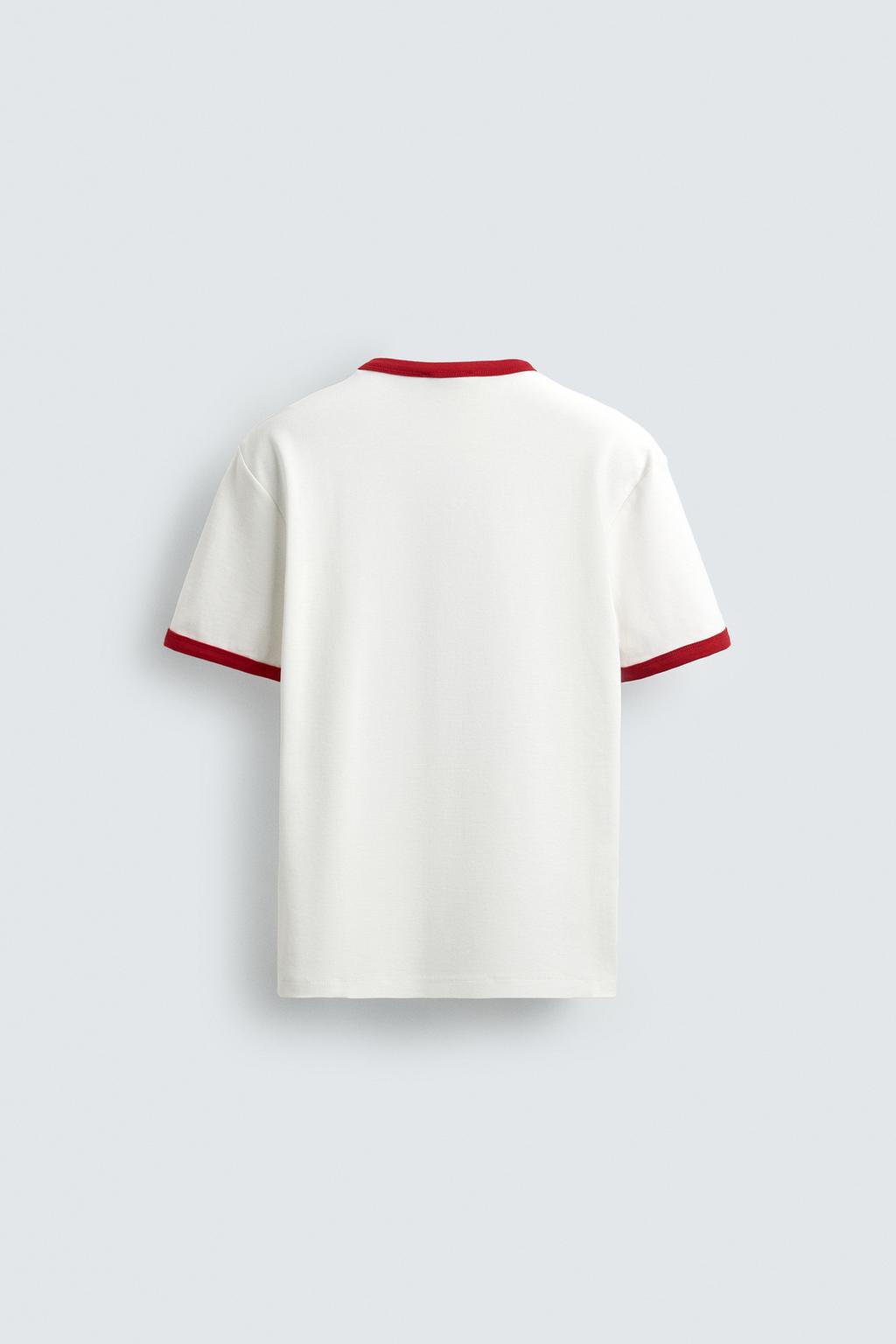 ФУТБОЛКА В РУБЧИК С КОНТРАСТНОЙ ОТДЕЛКОЙ БАЗОВАЯ