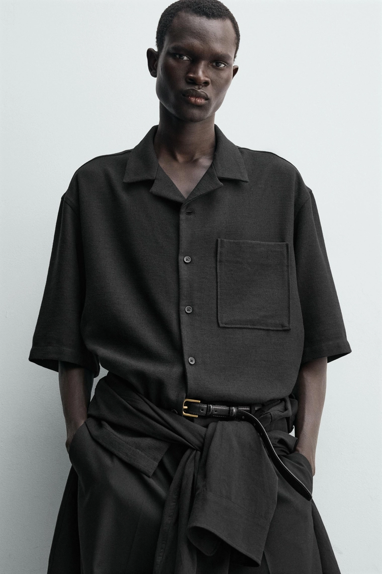 Рубашка прямого кроя с текстурой