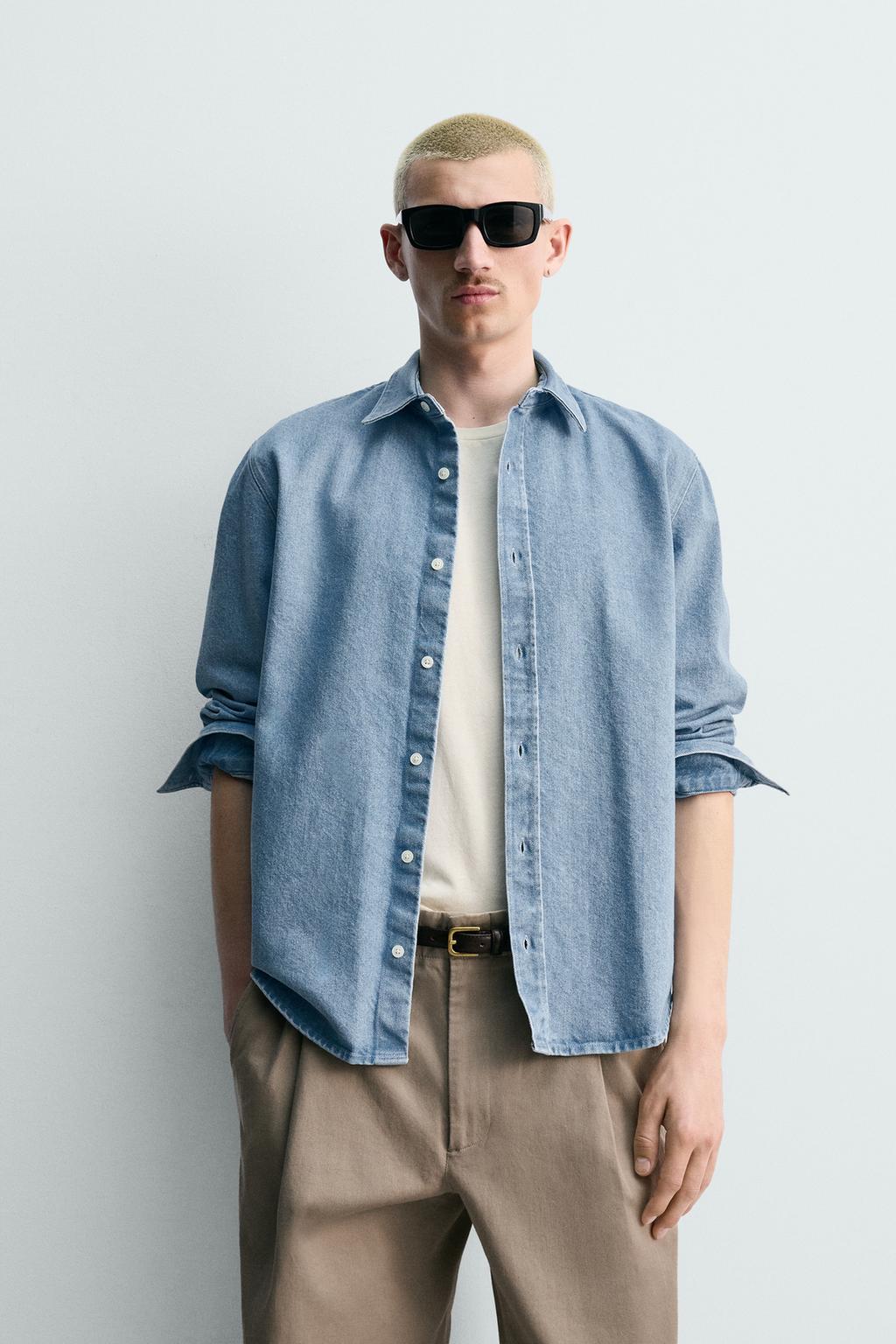 ДЖИНСОВАЯ РУБАШКА стандартной посадки С ЭФФЕКТОМ ПОТЕРТОСТИ