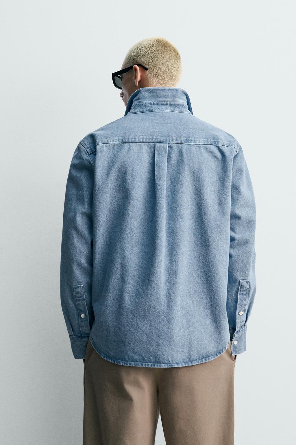 ДЖИНСОВАЯ РУБАШКА стандартной посадки С ЭФФЕКТОМ ПОТЕРТОСТИ