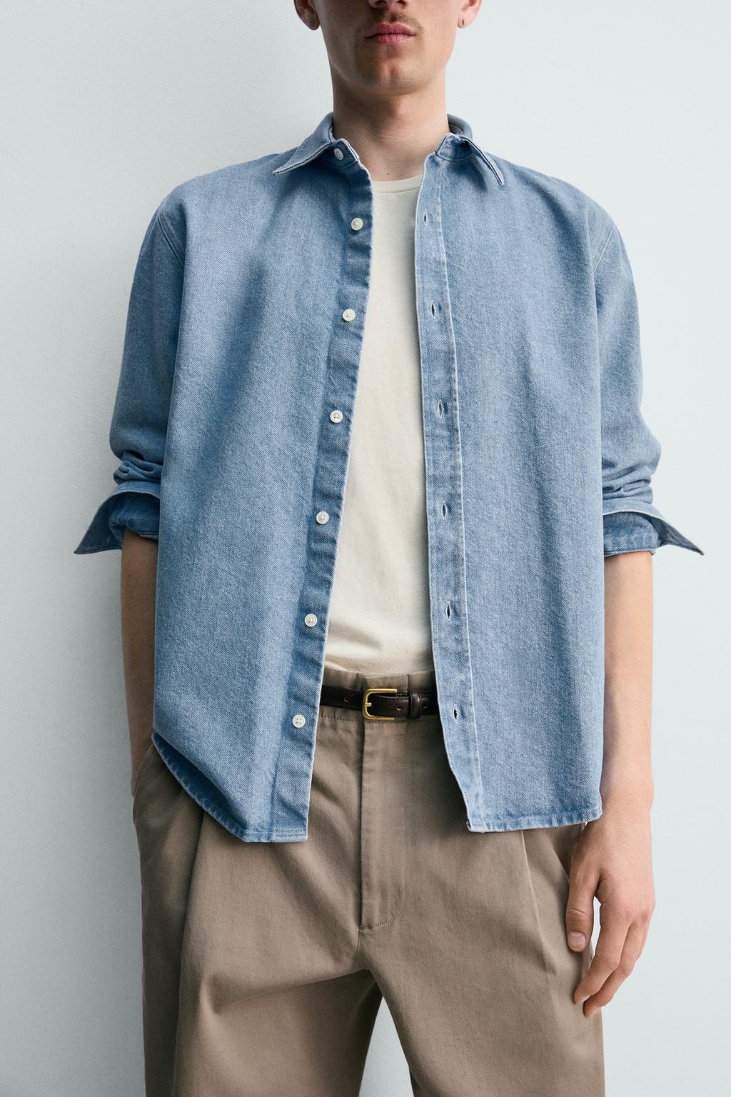 ДЖИНСОВАЯ РУБАШКА стандартной посадки С ЭФФЕКТОМ ПОТЕРТОСТИ