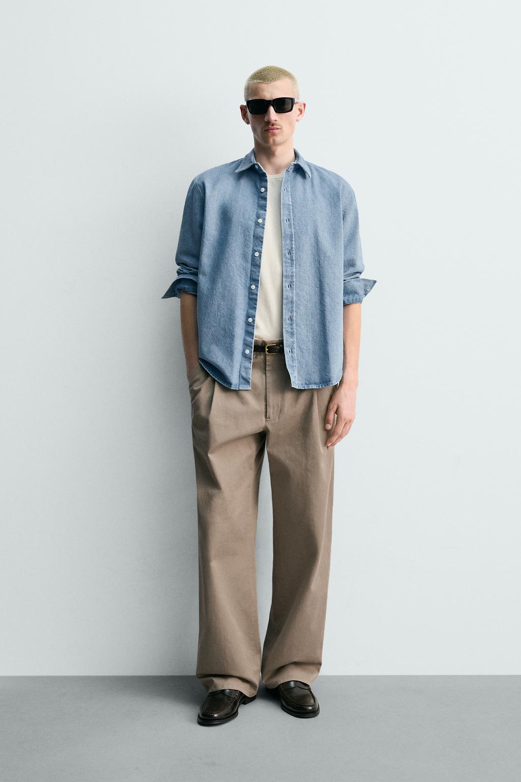 ДЖИНСОВАЯ РУБАШКА стандартной посадки С ЭФФЕКТОМ ПОТЕРТОСТИ