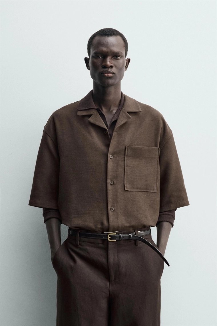 Рубашка прямого кроя из текстурированной ткани