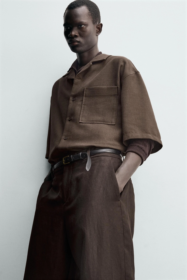 Рубашка прямого кроя из текстурированной ткани