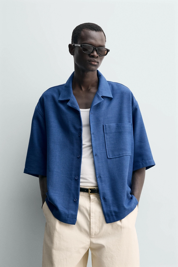 Рубашка прямого кроя с текстурой