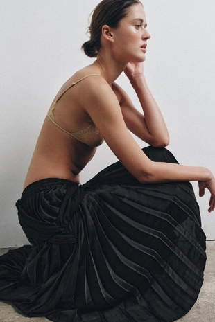 Юбка миди с комбинированными складками- Заказать в России