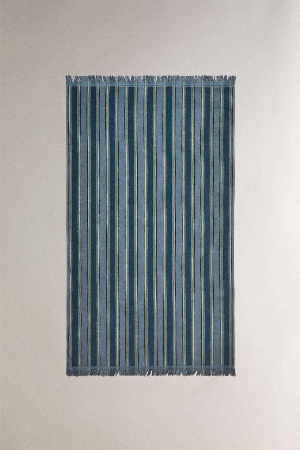 Детское полосатое хлопковое пляжное полотенце