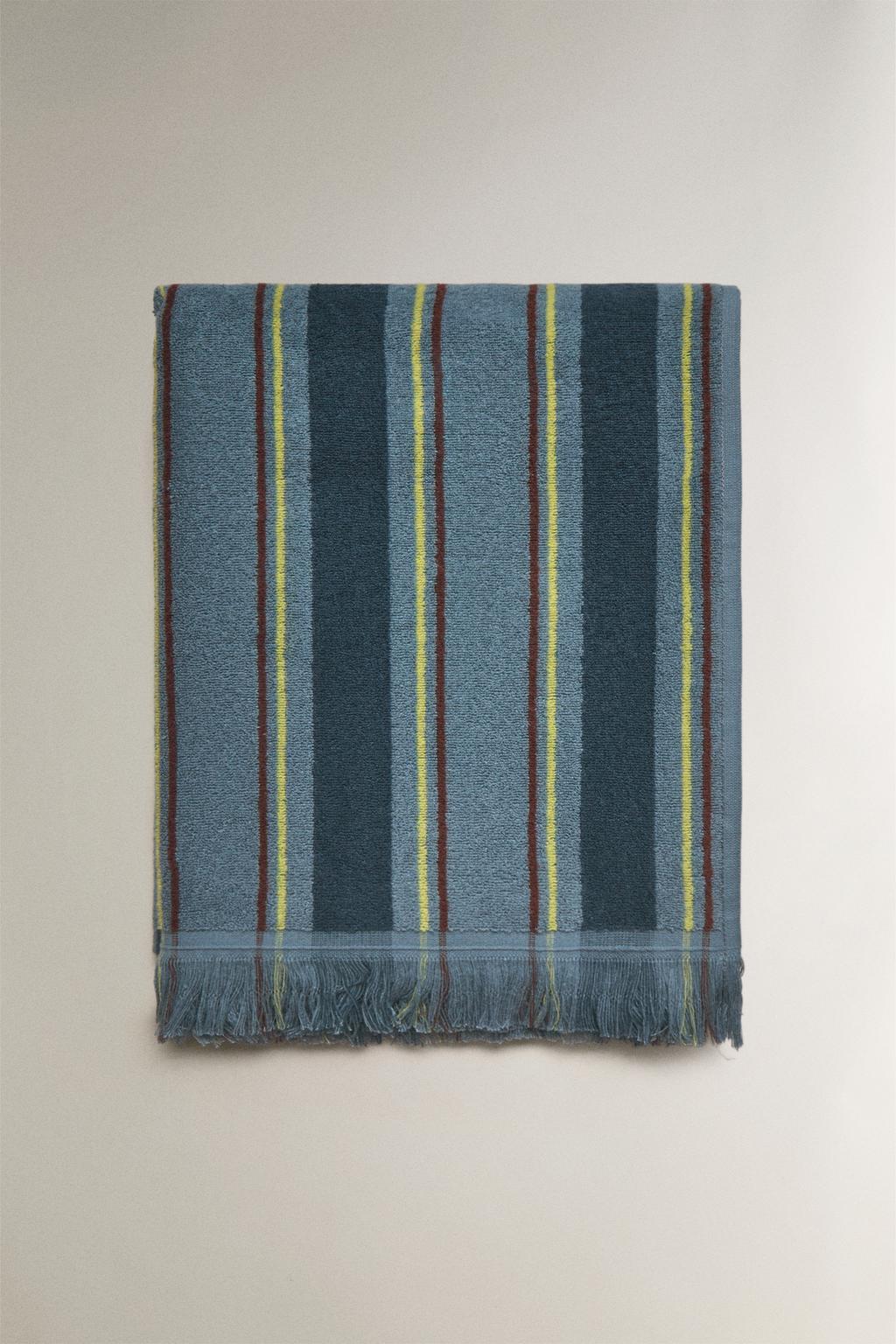 Детское полосатое хлопковое пляжное полотенце