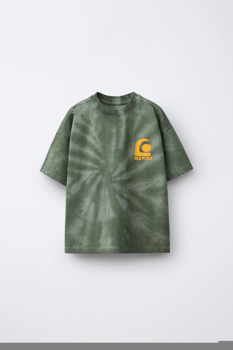 Футболка из мягкого плюша с эффектом тай-дай