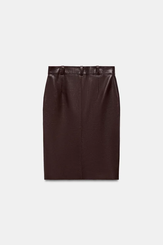 ЮБКА МИДИ ИЗ КОЖИ — коллекция Zara «ZW» лимитированная серия