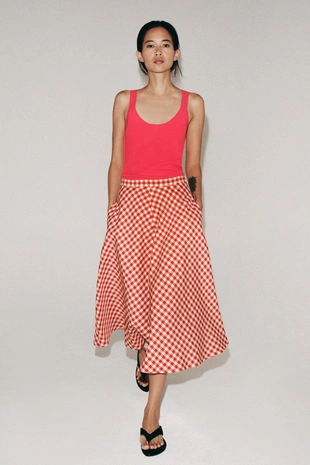 Широкая юбка в клетку — коллекция Zara «Zw»- Заказать в России
