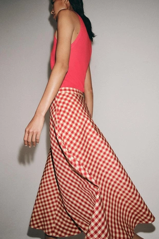 Широкая юбка в клетку — коллекция Zara «Zw»- Заказать в России