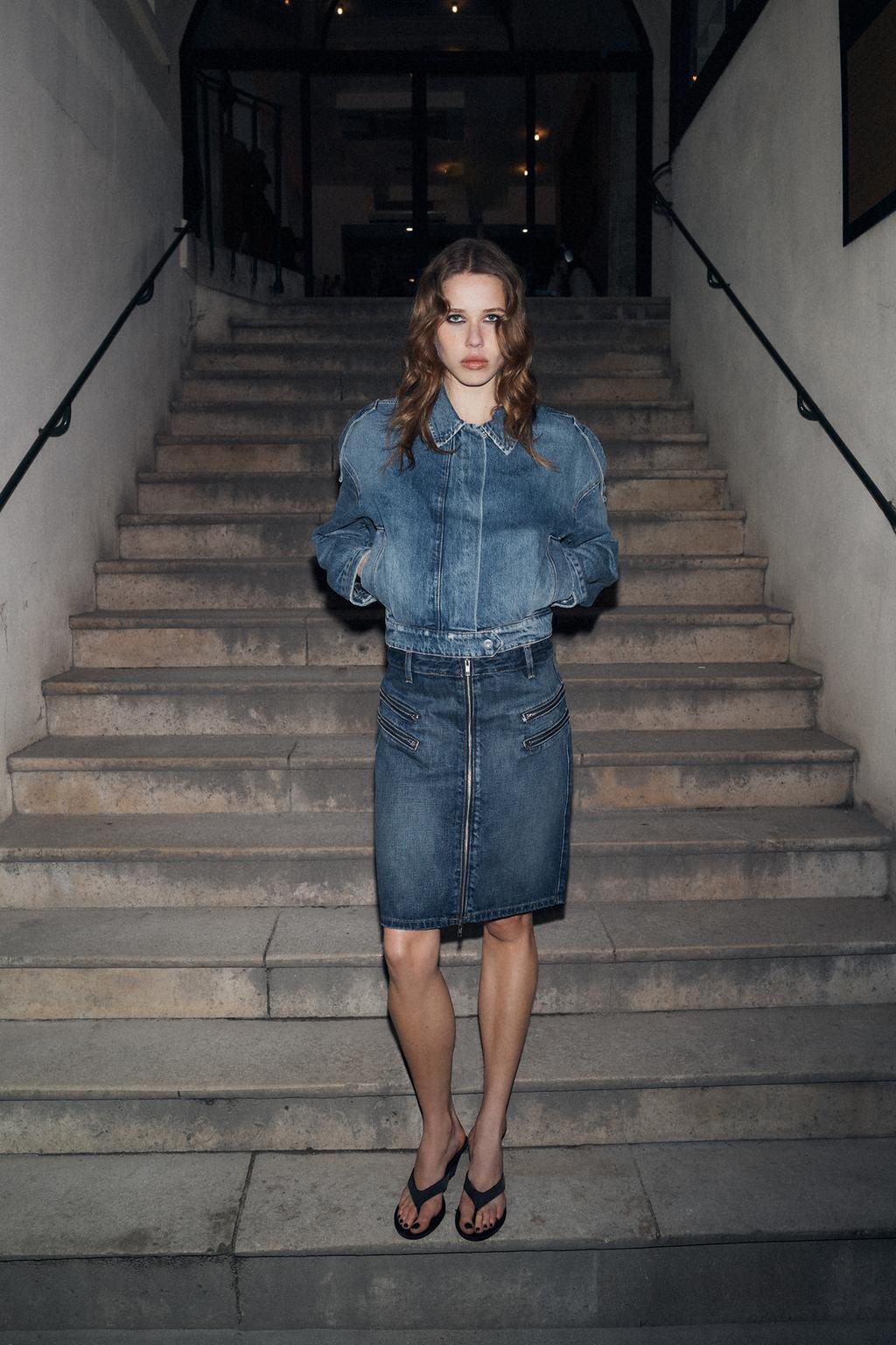 ДЖИНСОВАЯ ЮБКА TRF НА МОЛНИИ