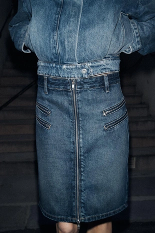 Джинсовая юбка Trf на молнии- Заказать в России