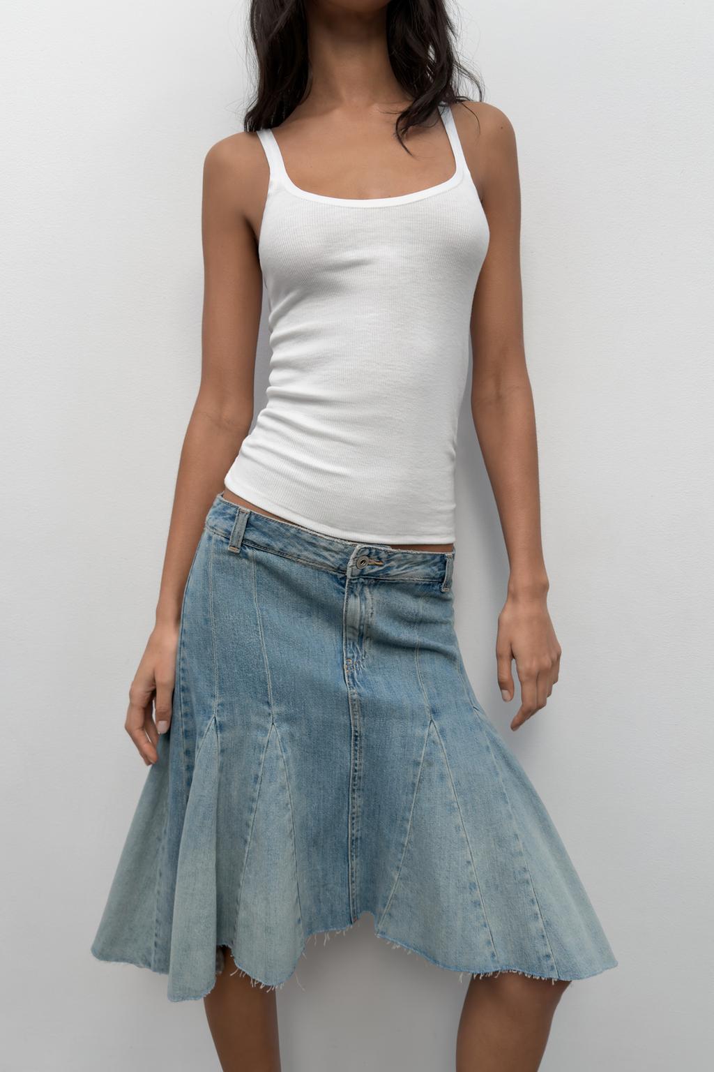 ДЖИНСОВАЯ ЮБКА TRF С КЛИНЬЯМИ