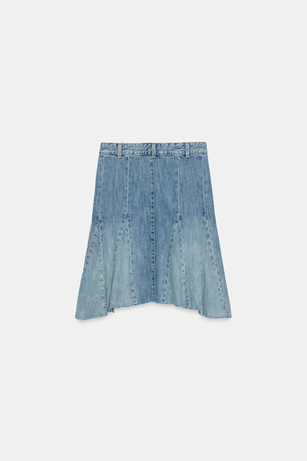 ДЖИНСОВАЯ ЮБКА TRF С КЛИНЬЯМИ