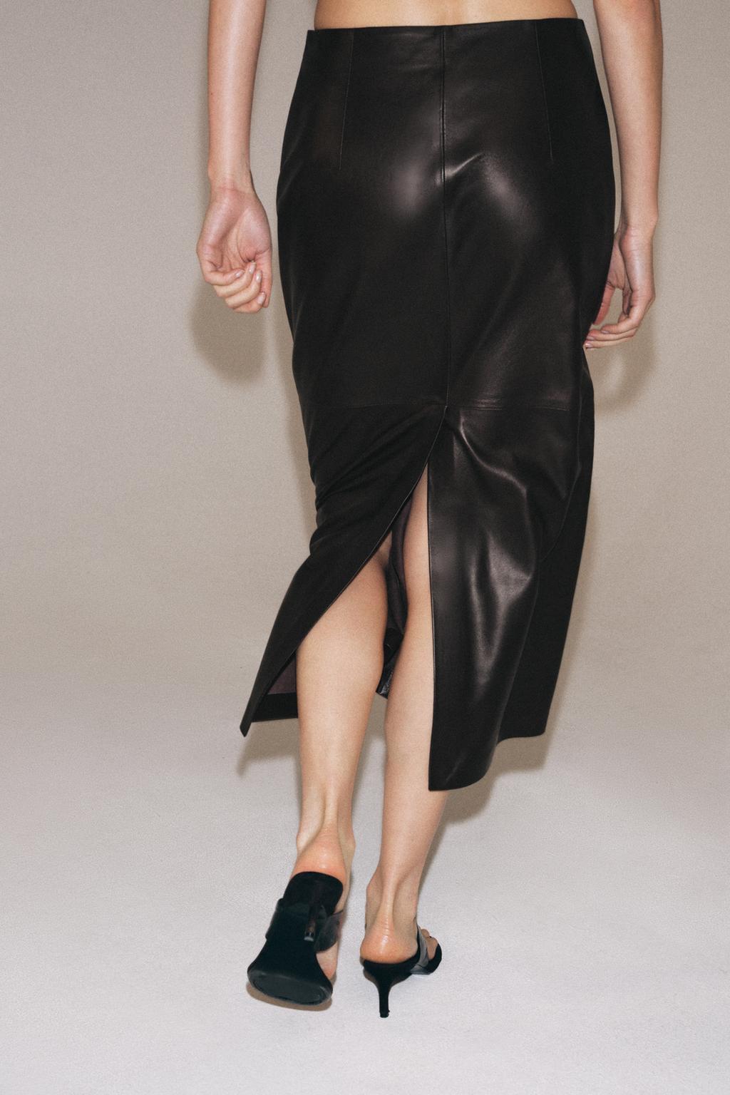 ЮБКА МИДИ ИЗ 100% КОЖИ — коллекция Zara «ZW»