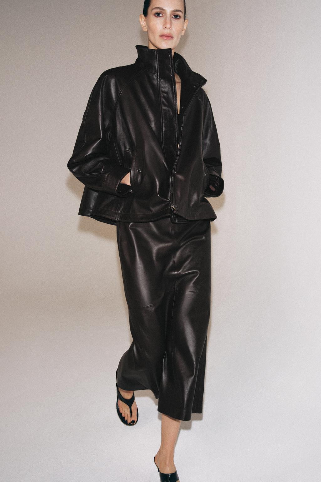 ЮБКА МИДИ ИЗ 100% КОЖИ — коллекция Zara «ZW»